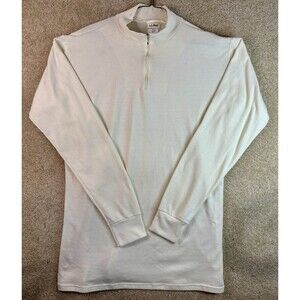 LL Bean Vintage Pullover Mens Beige XL Base Layer Quarter Zip Freeport Maine USA